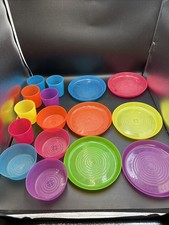 Ikea Lot of 16 Bowls Cups Plates Kalas Plastic Kid Child Rainbow Bright