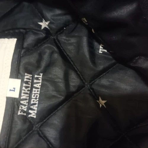 Franklin & Marshall Varsity Bomber Jacket Black Satin - Size L - Good Condition image 6