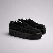 Underground womens creepers shoes loafers black size 5.5 wulfrun double platform