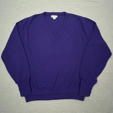 Vintage IZOD V Neck Sweater Mens L Purple USA Made Acrylic Preppy Grandpacore