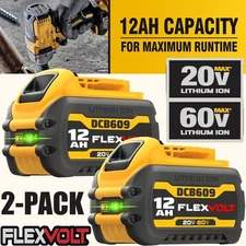 2Pack 12Ah DCB609-2 For DEWALT 20V/60V MAX FLEXVOLT Li-Ion Battery DCB606 DCB612