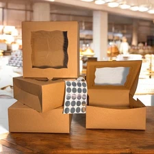 25-Pack Bakery Cake Boxes with Clear Window | Cake Packaging 10 x10x4 inch