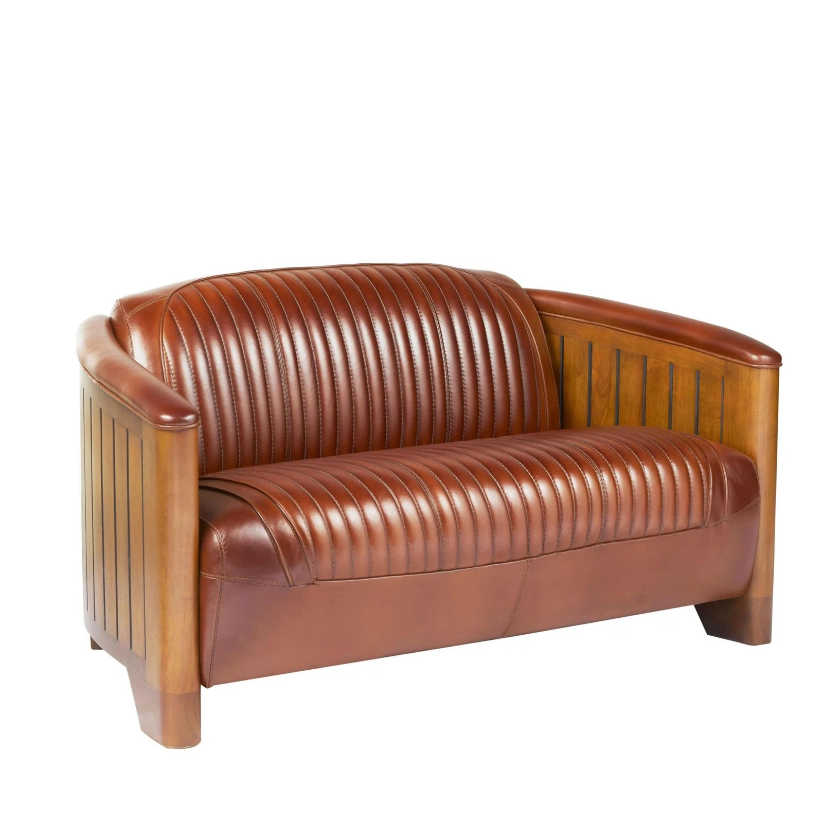 Club Sofa 2 Seater Yacht Style "Céleste" Brown Sofa Leather Gents Man Cave