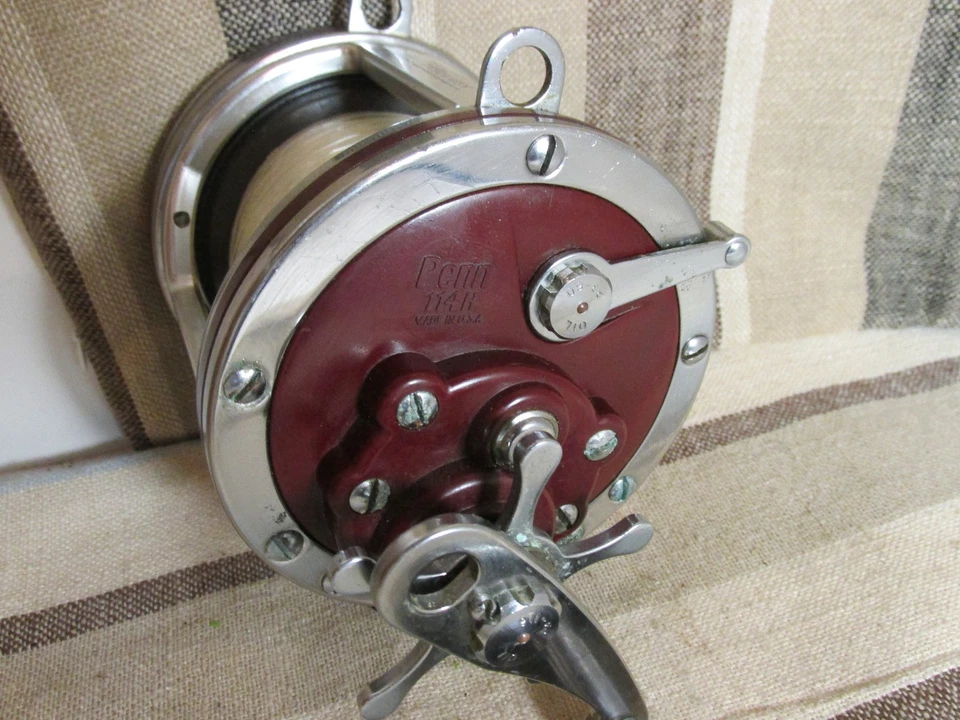 Винтажная рыболовная катушка Penn 114H Senator 6/0 для соленой воды - серебристая AccuFrames - Изображение 3 из 4