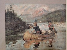 Vintage Wood Jigsaw 401 Piece, " Canoeing" Philip R. Goodwin