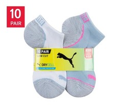 Puma Boys Girls Socks Multicolor 20-Pair Low Cut Moisture Wicking Arch Support