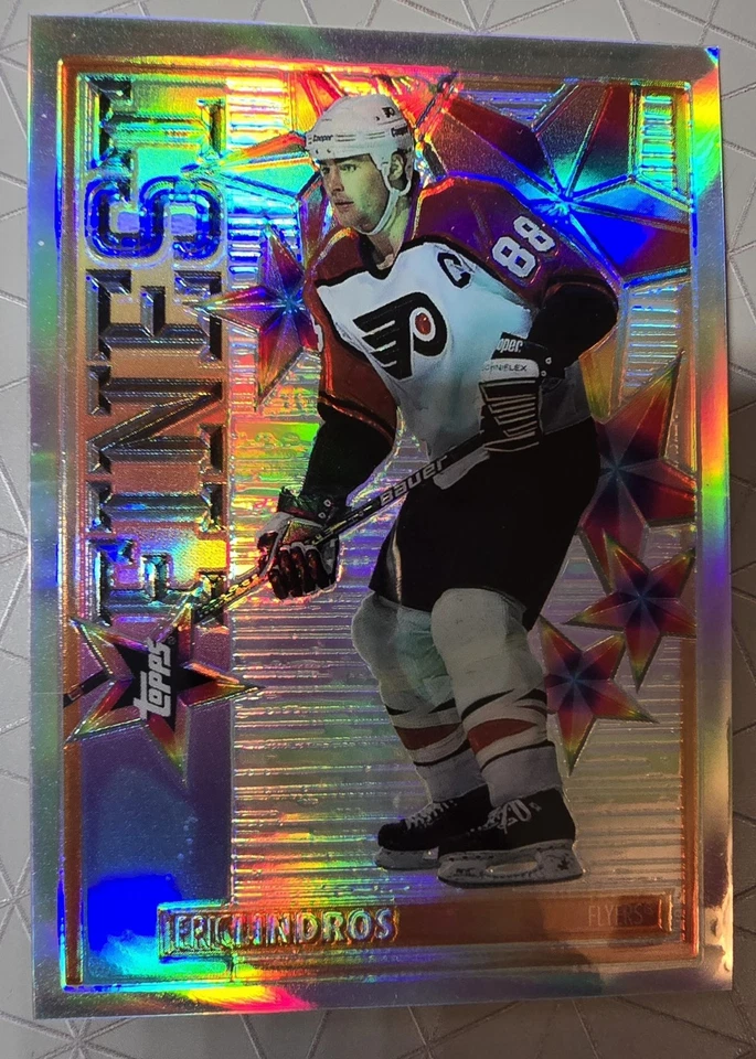 Eric Lindros ⭐TheGreat88⭐ ~RARE~ 1995 TOPPS FINEST MYSTERY ⚡REFRACTOR⚡ read. HOF - Image 3 of 4
