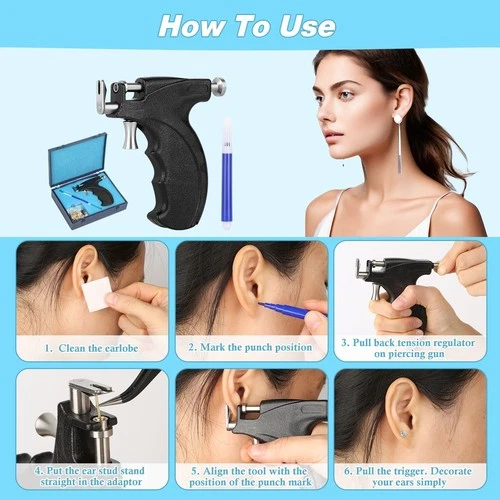 Professional Ear Piercing Gun Kit, Reusable Ear Piercing Machine with Colorful C image 6