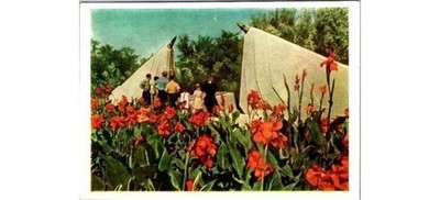 1961 Kazan USSR Monument Canna Lilies Izogiz QSL SWL Radio Postcard-Moscow CFM