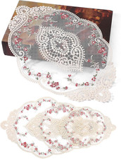 3 Pack 3 Sizes Retro Lace Doilies for Tables 12”X17” French Style Lace Placemats