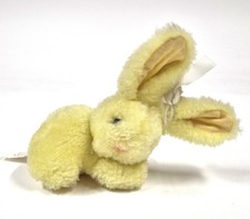 Vintage Bonton Bunny Rabbit Plush Toy 1990 Yellow Stuffed Animal 5.1"