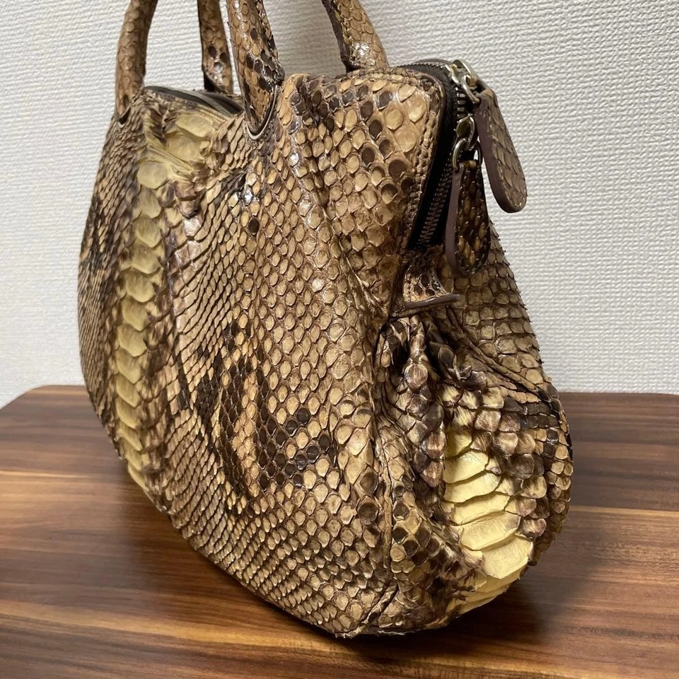 [Usado] Bolso de Hombro de Cuero Zagliani Lujo Marrón Beige Talla Grande Buen Estado Foto 4 de 4