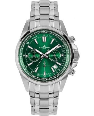 JACQUES LEMANS Men Analog Quartz Casual Watch Classic Dress Green Dial Waterproo