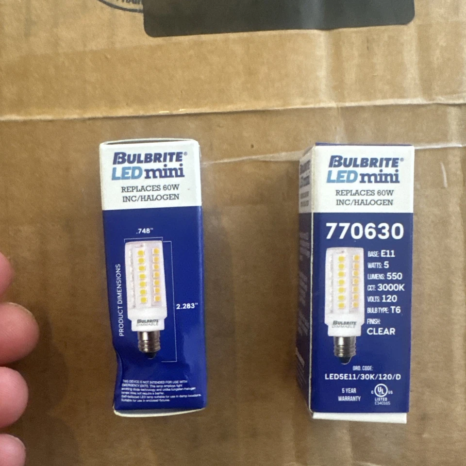2x Bulbrite LED Mini Model 770630- 60W Halogen Replacement - E11 Base, Bulb T6 - Image 3 of 4