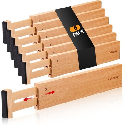 Drawer Divider 6 Pack, Bamboo Dresser Organizers for Clothes Socks Underwear ...