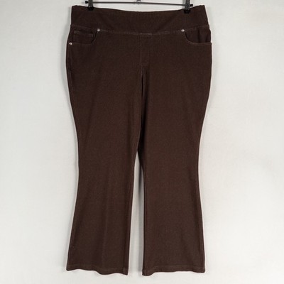 Lemon Way Pants Jeans Womens 18WP Brown Flare Pull On High Rise Stretch Casual