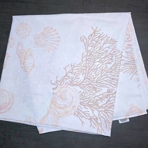 Coastal Coral Seashell Cloth Shower Curtain 69x70 White Peach - Whole Home Brand