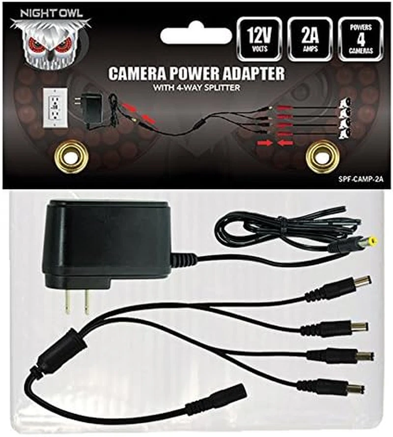 Adaptador de cámara Night Owl Security SPF-CAMP-2A con divisor de alimentación de 4 vías, negro Foto 3 de 4