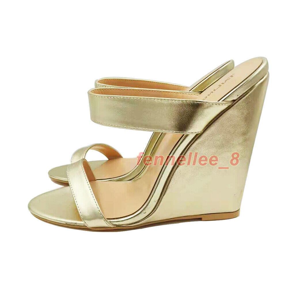 PANTOFOLA D’ORO Sandali estivi donna zeppa punta aperta tacchi alti scarpe pantofola calzature casual