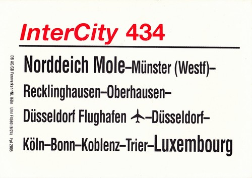 ZLS 12-33= IC 434 = Norddeich Mole - Luxembourg
