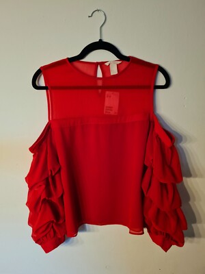 H&M elegante Schulterfreie Bluse Neu Gr. 40 leichter Stoff