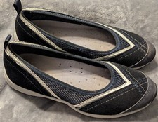 Women's Easy Spirit 8 M / 38.5 Navy Leather / Textile Flats Loaders ES7AMREE