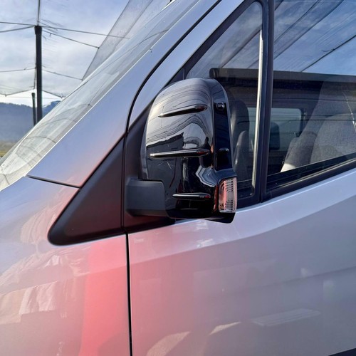 For Mercedes Sprinter 907 Wing Mirror Covers with Indicator - Gloss Black (Set o - Picture 3 of 19