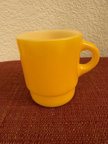 Vintage C HANDLE Anchor Hocking Fire King Stacking Coffee Mug Orange/yellow