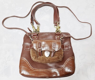 VINTAGE AUTHENTIC ROCCOBAROCCO BROWN 2 IN 1 HANDBAG CROSSBODY PURSE BAG