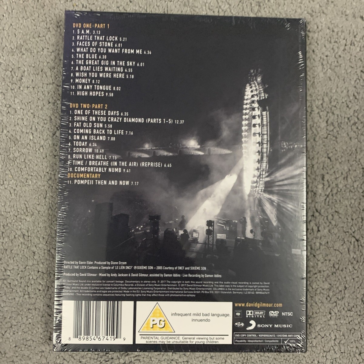 David Gilmour Live at Pompeii (2017, 2 DVDs) for sale online