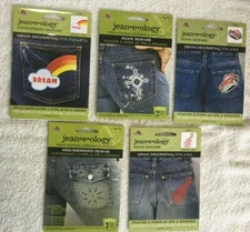 ((5)) Jean-e-ology ~ Iron-Ons ~ Flock ~ Stud ~ Embroidered ~ NEW