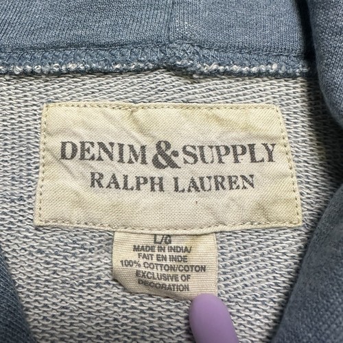 Ralph Lauren Denim & Supply Hoodie Mens L Blue Full Zip Sweater City Alt Aged - Picture 12 of 13