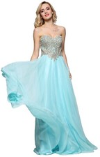 Women's Formal Gold embroidery Sequins beaded Long Evening prom dress