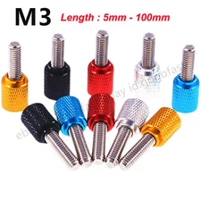 M3 Knurled Thumb Screw Cylindrical Head Hand Tighten Bolt Long 5mm-100mm for DIY