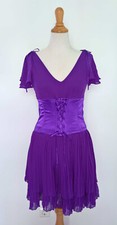 Nozze - Kleid Flügelärmel Corsage Schnürung Plissee-Rock Chiffon Lila Gr.38