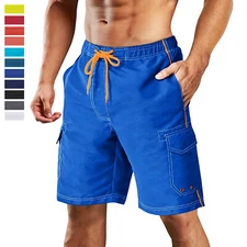 Men's Quick Dry Watershort 4 Pockets Cargo Swim Trunks Board Shorts Beach Shorts