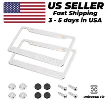 2pcs Bling License Plate Frame Glitter Crystal Sparkling Rhinestone Diamond Caps