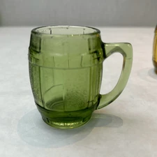 Vtg Barrel Shot Glass Toothpick Holder Mini Green MCM Keg Beer Mug