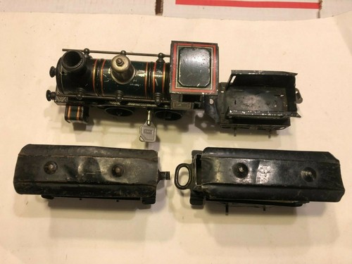 100+ YR OLD RARE TIN LITHO CLOCKWORK 0 GA BING PASSENGER SET, WORKS! EX, READ! - Picture 2 of 8