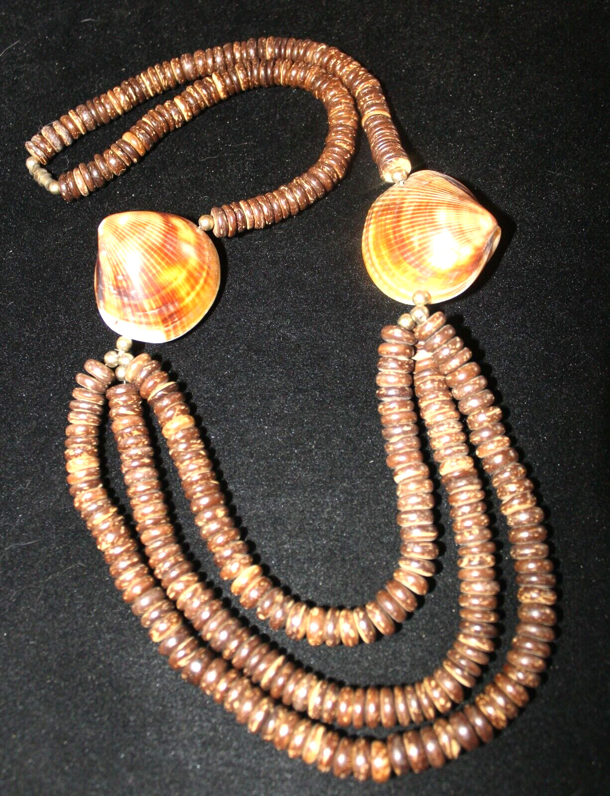 Brown Unique Two Clam Shell Statement Bib Chunky … - image 1