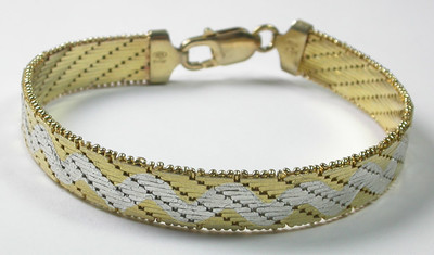 Armband Italienisch Bicolor Sterlingsilber Vermeil Welle Hochzeit Brautmutter