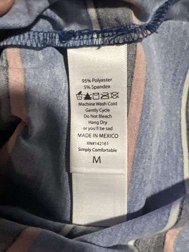Lularoe M Liv Graphic Ringer Shirt Medium Striped Blue #19 - Picture 3 of 3