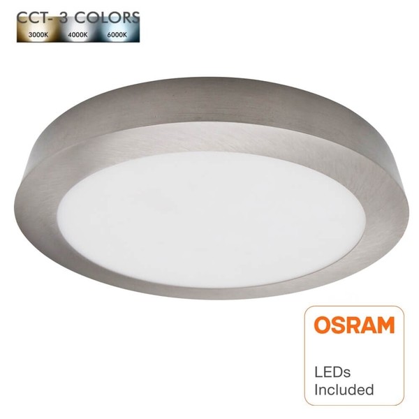 PLAFÓN CIRCULAR 20W ACERO INOX - OSRAM CHIP - COLOR LUZ SELECCIONABLE CCT
