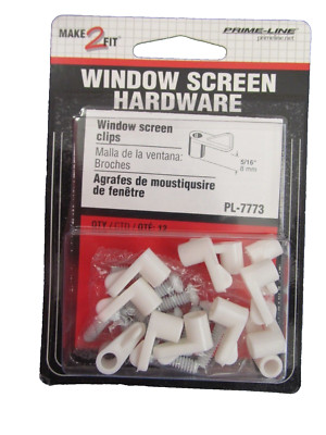 Prime Line #PL-7773 Screen Clip With Screws, 5/16'', white, Pack of 12  NEW