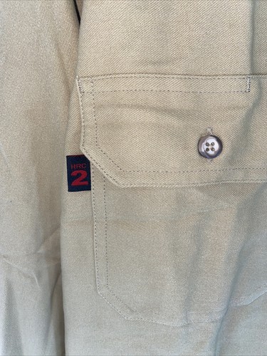 RIVERSIDE FR PROTECTIVE APPAREL BUTTON UP TAN SHIRT HRC 2 - L-XL NEW NO TAGS - Picture 4 of 13