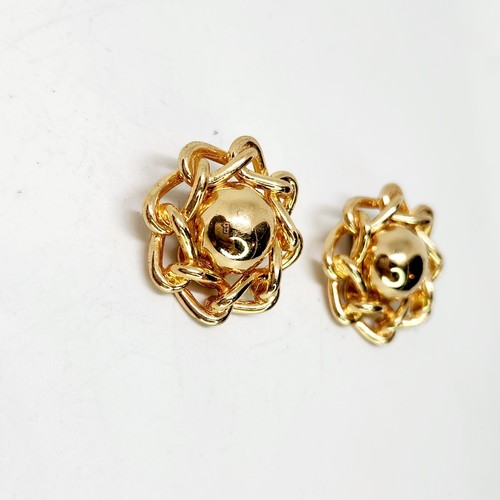 Vintage Christian Dior Goldfarbene Kuppelkette Grob Rund Clip Ohrringe Elegant - Bild 2 von 6