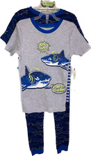 Boys Favorite Pajamas Sharks 4Pc. Set Size 8 With Shorts