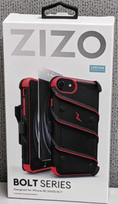 ZIZO BOLT Case with Belt Clip, Tempered Glass, Lanyard For iPhone