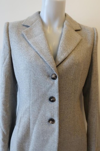 Womens Armani Collezioni Taupe Gray Off-White Chevron Wool Blend Jacket 44 US/8* - Picture 3 of 8