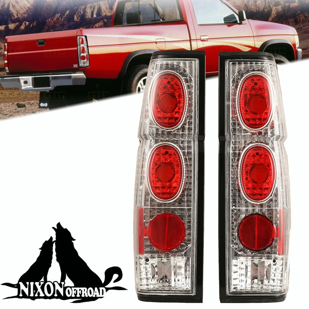 Chrome Tail Lights for 1986-1997 Nissan Pickup D21 Hardbody Rear